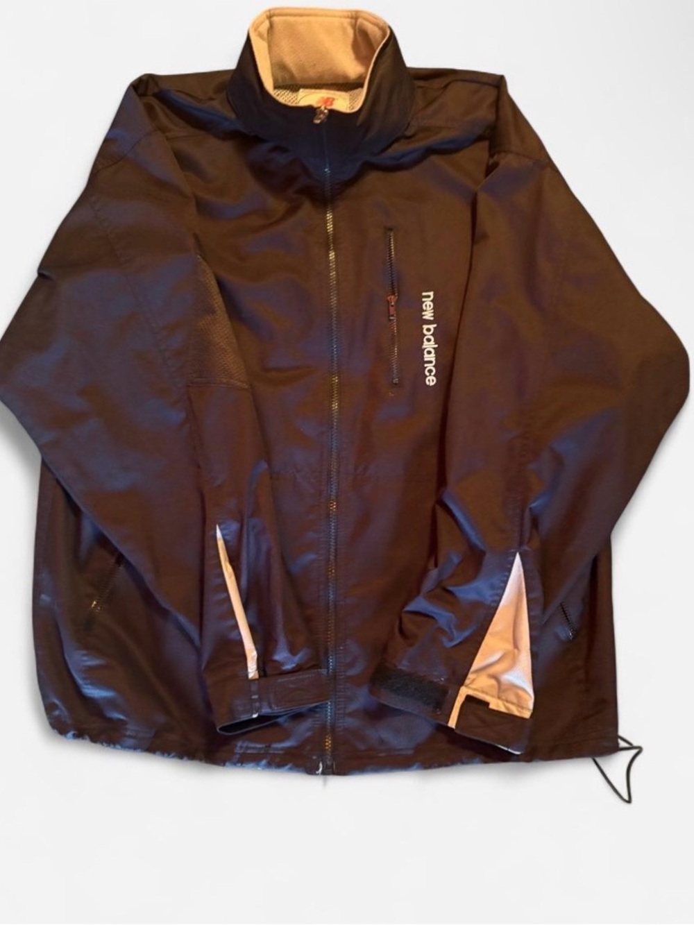 New Balance Men's Black Windbreaker with Cream Accents